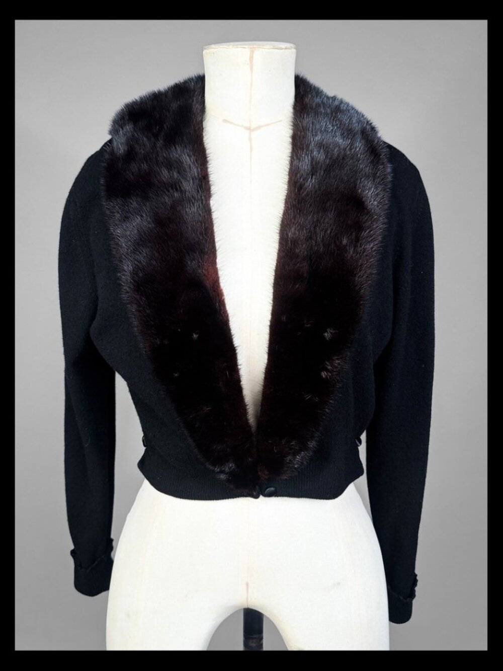 Bernhard Altmann 1950s 100% Pure Cashmere Cropped Bolero Detachable Real Fur